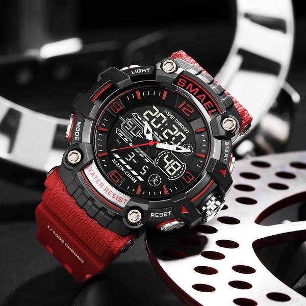 Relógio Esportivo Militar Masculino Smael - Quartzo, LED, Duplo Horário e À Prova D'Água Imagem de Relógio Esportivo Militar Masculino Smael - Quartzo, LED, Duplo Horário e À Prova D'Água