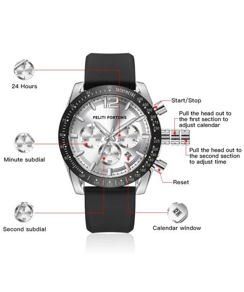 Imagem de Relógio FELITI FORTONS Fashion Chronograph à prova d'água de 34 mm para homens