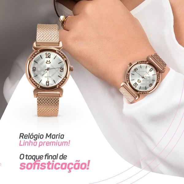 Imagem de relogio feminino aço inox banhado silicone caixa rose inoxidável moda personalize social presente