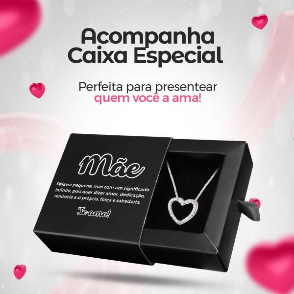 Imagem de Relógio Feminino Aço Inox Prata Caixa Colar Coração Mãe