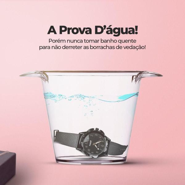 Imagem de Relogio Feminino Aço Inox Prova Dagua + Pandora + Caixa