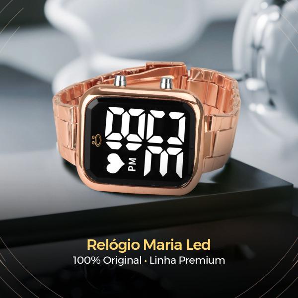 Imagem de relógio feminino aço inox rose + caixa + pulseira