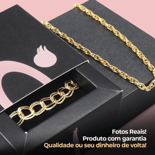 Imagem de Relógio feminino aço inox strass banhado + pulseira + colar presente social qualidade premium moda