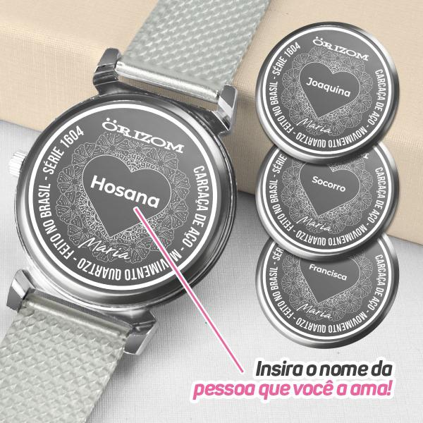 Imagem de Relogio feminino aço inoxidável silicone caixa qualidade premium presente social casual personalize