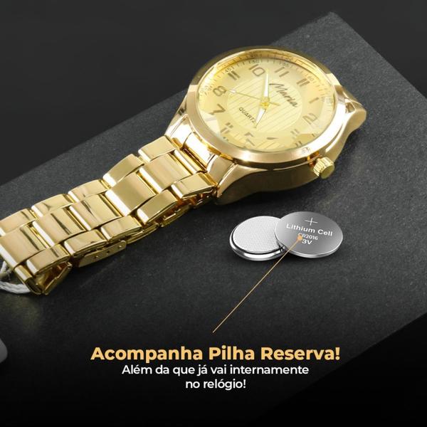 Imagem de Relogio feminino analogico Dourado inox