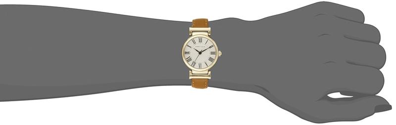 Relógio feminino Anne Klein com pulseira de couro de 28 mm, estojo resistente à água Imagem de Relógio feminino Anne Klein com pulseira de couro de 28 mm, estojo resistente à água