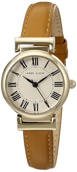 Relógio feminino Anne Klein com pulseira de couro de 28 mm, estojo resistente à água Imagem de Relógio feminino Anne Klein com pulseira de couro de 28 mm, estojo resistente à água