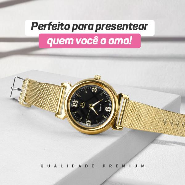 Imagem de Relogio feminino banhado presente silicone ajustavel personalize qualidade premium social casual