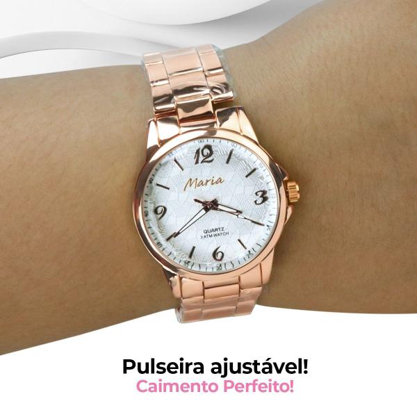 Imagem de relogio feminino banhado qualidade premium + caixa inoxidavel original rose presente analogico