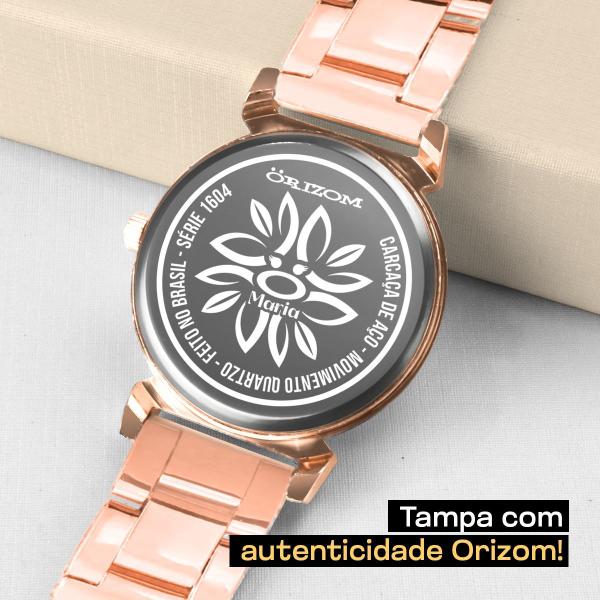 Imagem de relogio feminino banhado rose + brincos strass colar + caixa presente aço inoxidável social aço inox