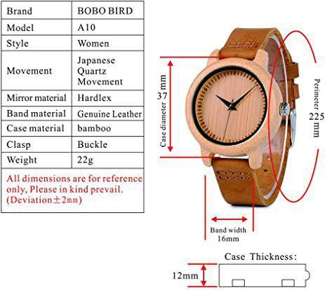 Imagem de Relógio feminino Bird de madeira de bambu com pulseira de couro bovino marrom analógico de quartzo casual