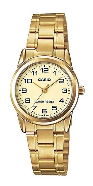 Imagem de Relógio Feminino Casio Analógico Pequeno Redondo Clássico Aço inoxidável Casual Dourado LTP-V001G-9BUDF