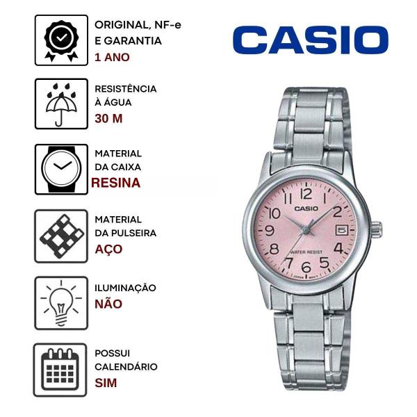 Imagem de Relógio Feminino Casio Vintage Redondo Classico Analógico Prata Pequeno Redondo Resistente Água Casual Social LTP-V002D