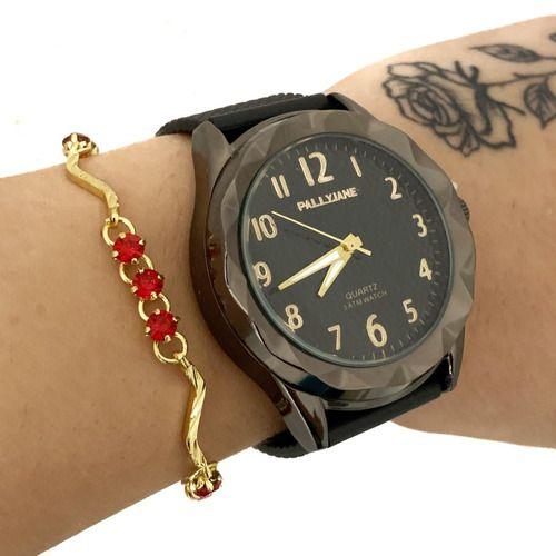 Imagem de Relógio Feminino casual Original douradoem aço + pulseira 