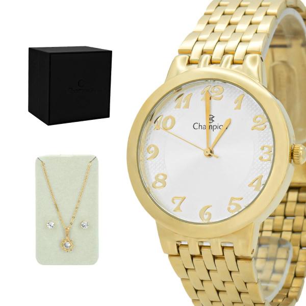 Relogio Feminino Champion Analogico Aço Inoxidavel Dourado Casual Original Com Colar e Bri... Relogio Feminino Champion Analogico Aço Inoxidavel Dourado Casual Original Com Colar e Bri...