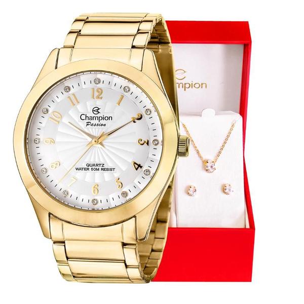 Relógio Feminino Champion Dourado Analógico Prova D'agua CN29409D Relógio Feminino Champion Dourado Analógico Prova D'agua CN29409D