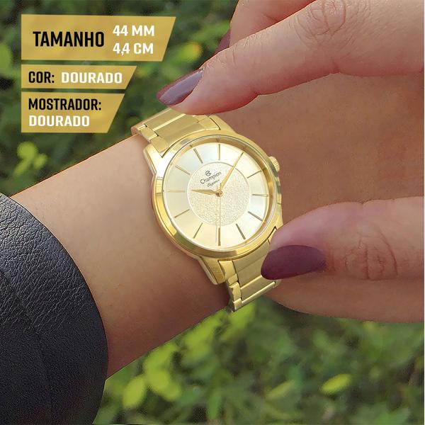 Imagem de Relógio Feminino Champion Dourado Luxo Prova Dágua Original