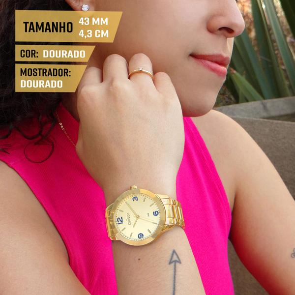 Imagem de Relógio Feminino Condor Dourado Original Luxo Prova D'água