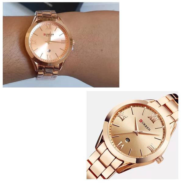 Imagem de Relógio Feminino De Pulso Curren Luxo Rose Gold Dourado