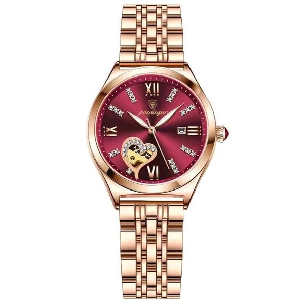 Imagem de Relógio Feminino de Quartzo com Pulseira de Aço Inoxidável Dourado Rosa - À Prova D'Água