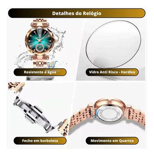 Imagem de Relógio Feminino Diamond  Pulso Original Luxuoso Quartzo Confort