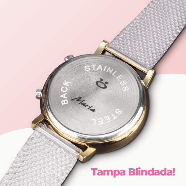 Imagem de Relogio feminino digital aço banhado strass + colar + pulseira social qualidade premium silicone