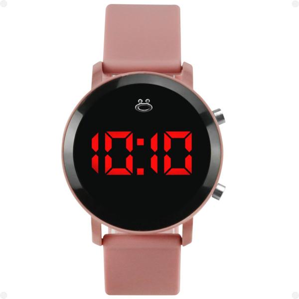 Imagem de Relogio feminino digital aço inoxidavel led redondo silicone presente casual rosa ajustavel moda