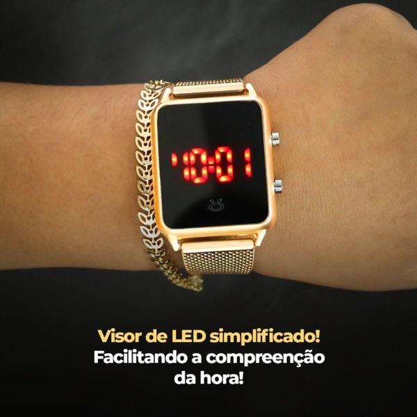 Imagem de Relogio Feminino Digital Banhado Inox + Qualidade Premium