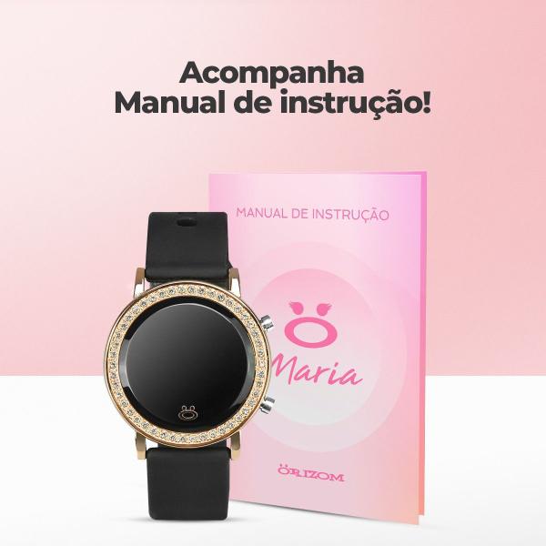 Imagem de Relogio feminino digital banhado + led strass aço inox presente silicone ajustavel casual moda led