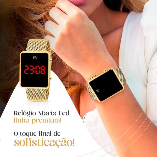 Imagem de Relogio feminino digital banhado + pulseira aço inox qualidade premium pulseira ajustável casual