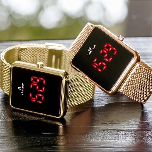 Imagem de Relogio Feminino Digital Dourado Champion CH40080V