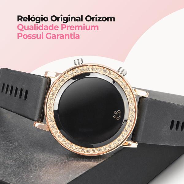 Imagem de Relogio feminino digital dourado led aço inox redondo premium led casual ajustavel silicone presente