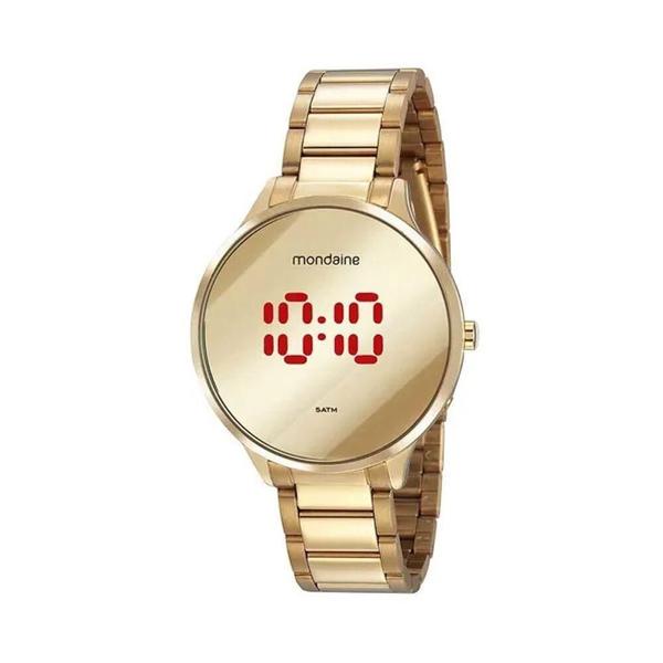 Imagem de Relógio Feminino Digital Dourado Led Espelhado Mondaine