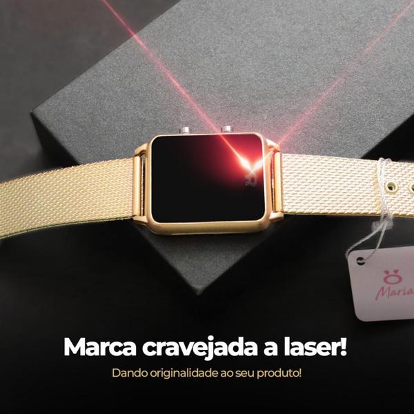 Imagem de Relogio feminino digital Dourado Led quadrado - Orizom