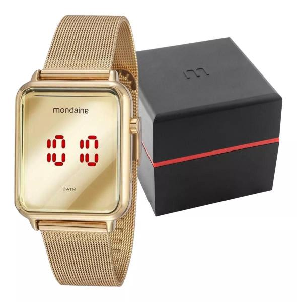 Imagem de Relógio feminino digital led dourado mondaine 32171lpmvde1