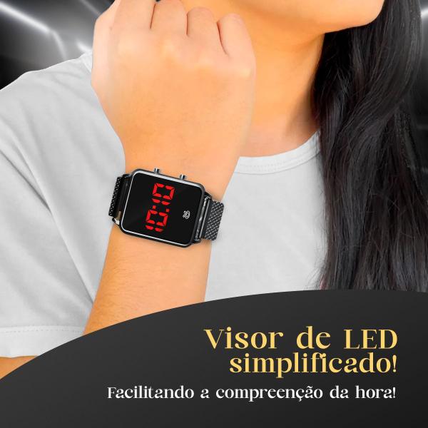 Imagem de Relogio feminino digital led quality premium + caixa ou relogio digital led moda ajustavel preto