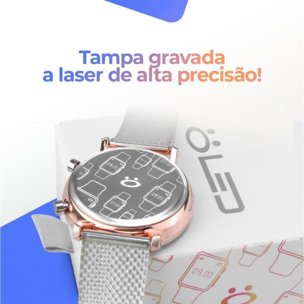 Imagem de Relogio Feminino Digital Led Silicone Aço Inox Rose + Caixa