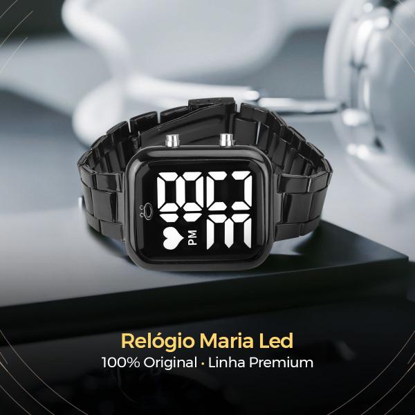 Imagem de Relogio feminino digital preto + caixa + pulseira pandora edição limitada moda qualidade premium