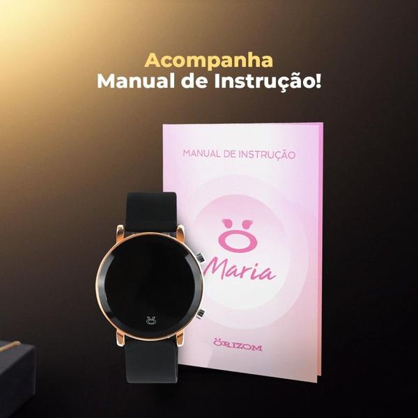 Imagem de Relogio Feminino Digital Preto Dourado Led ajsuta facil