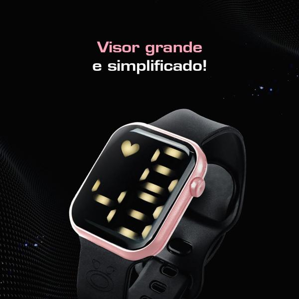 Imagem de relogio feminino digital rosa quadrado led silicon prova dagua ajustavel led moda qualidade premium