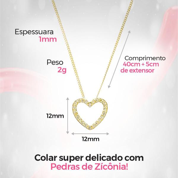 Imagem de relogio feminino dourado aço + colar coração strass + caixa qualidade premium inoxidavel casual moda