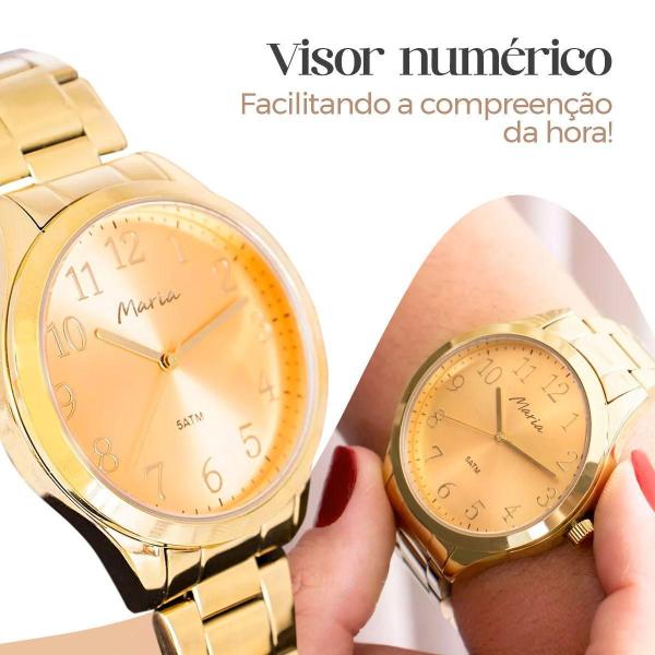 Imagem de Relogio Feminino Dourado Aço Inox + Caixa Presente Casual