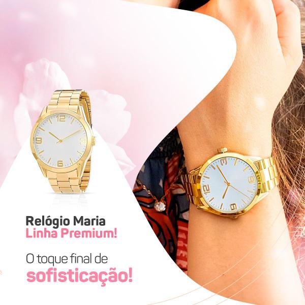 Imagem de relogio feminino dourado aço inox + caixa + pulseira pandora presente edição limitada moda