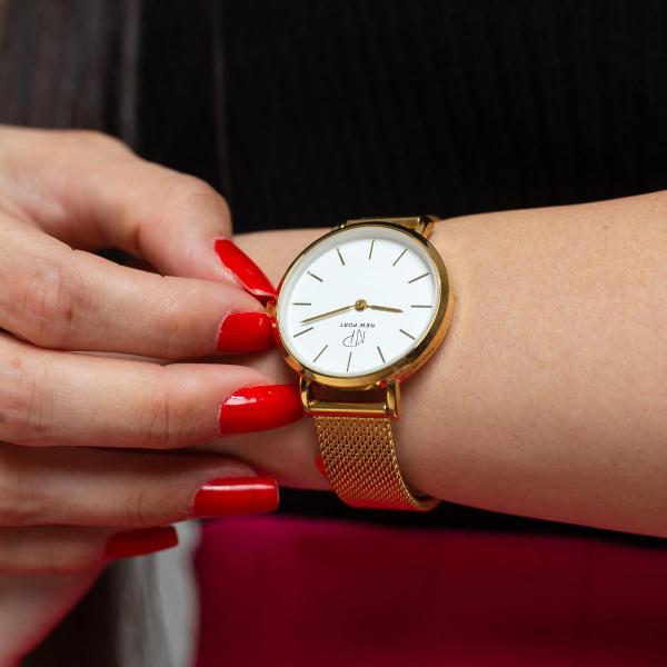 Imagem de Relógio Feminino Dourado Delicado Analógico Elegante Casual New Port 32mm