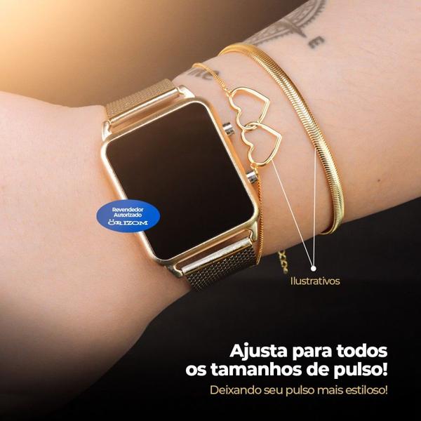 Imagem de Relogio Feminino Dourado Digital ajustável pulseira silicone