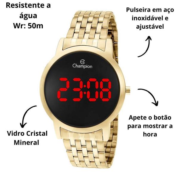 Imagem de Relogio feminino dourado digital champion ch40099h