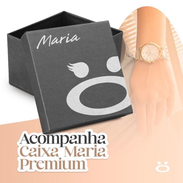 Imagem de relogio feminino dourado inox aço + colar + brincos + caixa