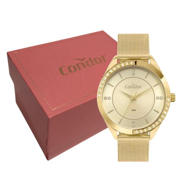 Imagem de Relógio Feminino Dourado Pulseira Mesh Elegante COPC21JLKK4X