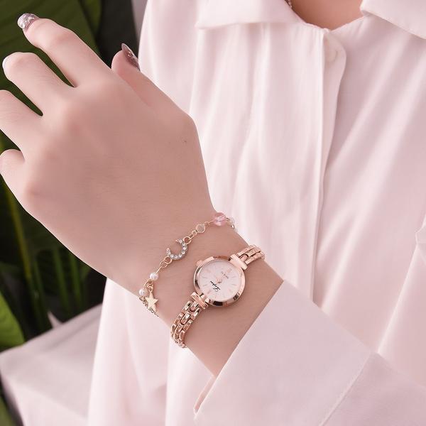 Imagem de Relógio Feminino Dourado Rosé Luxo De Pulso Quartz Analógico