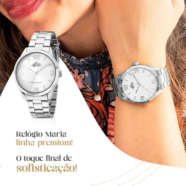 Imagem de Relogio feminino eu te amo amor de pulso analogico aço inox kit presente original + colar e brincos qualidade premium